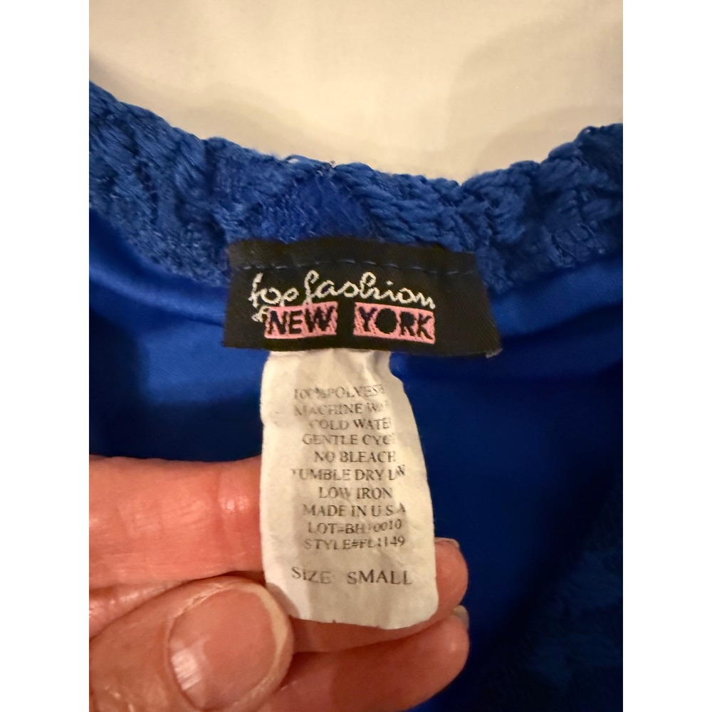 Top Fashion New York Royal Blue Floral Lace Halter Tank Top Blouse Small FL1149 - Picture 3 of 6